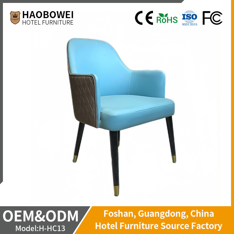 Hotel Furniture Modern Solid Wood PU Leather Chair with 1 Seater and Ash Wood Frame