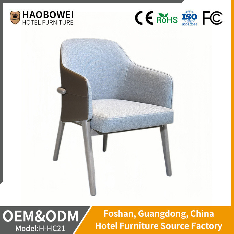 1 Seater Indoor Modern Simple Back Solid Wood PU Leather Armrest Chair untuk Restoran