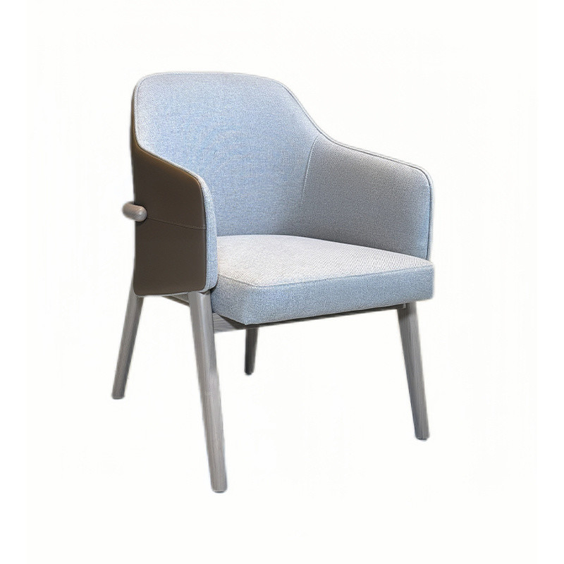 1 Seater Indoor Modern Simple Back Solid Wood PU Leather Armrest Chair untuk Restoran