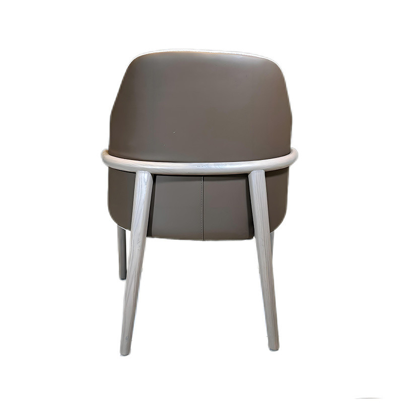 1 Seater Indoor Modern Simple Back Solid Wood PU Leather Armrest Chair untuk Restoran