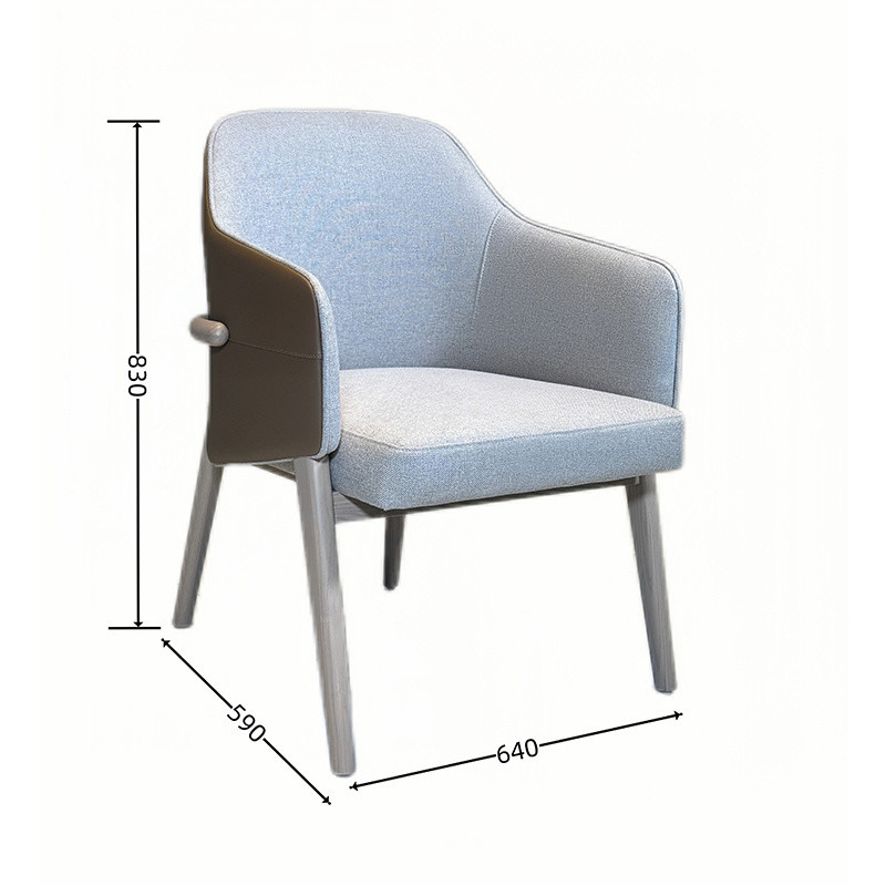 1 Seater Indoor Modern Simple Back Solid Wood PU Leather Armrest Chair untuk Restoran