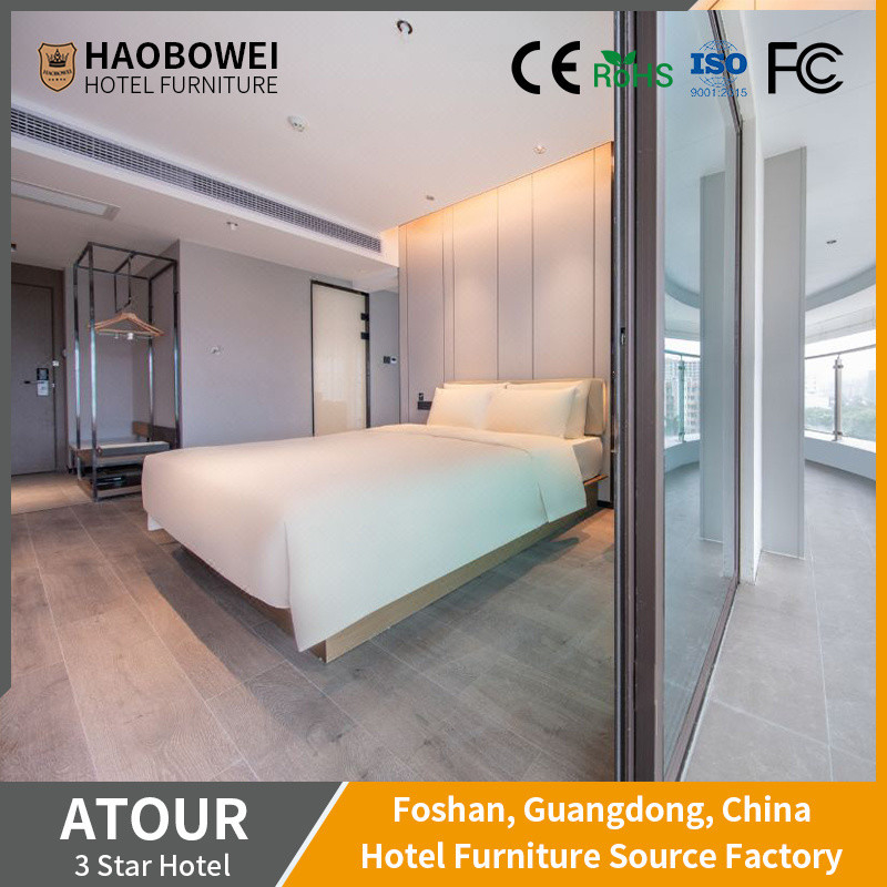 Foshan Curved Backrest Ash ξύλινο πλαίσιο ξενοδοχείο έπιπλα στάνταρ King Size κρεβατοκάμαρα σετ