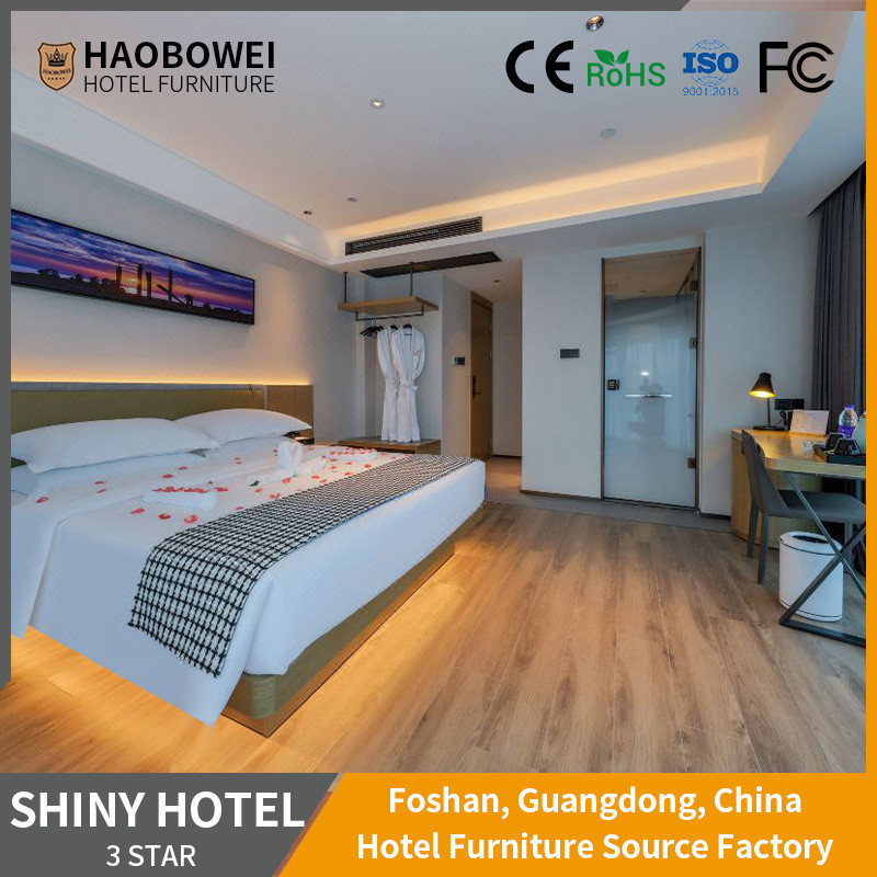 Customized Modern Standard King Size 3 Star Bedroom Set untuk Furnitur Hotel di Foshan