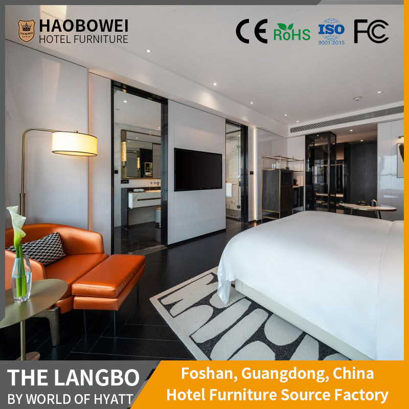 5 Star Bedroom Ash Wood Frame And Solvent-Free Anti-Fouling Leather Hotel Furniture Set