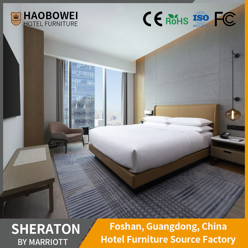 Customizable Five Star Apartment Hotel Ash Wood Frame King Size Bedroom Furniture Set