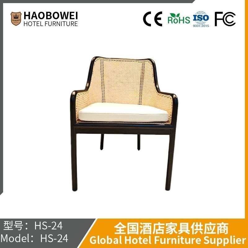                   Solid Wood Rattan Chair Retro Ash Wood Bag Rock Plate Table Spicy Hot Pot Restaurant High-End Dining Tables and Chairs             