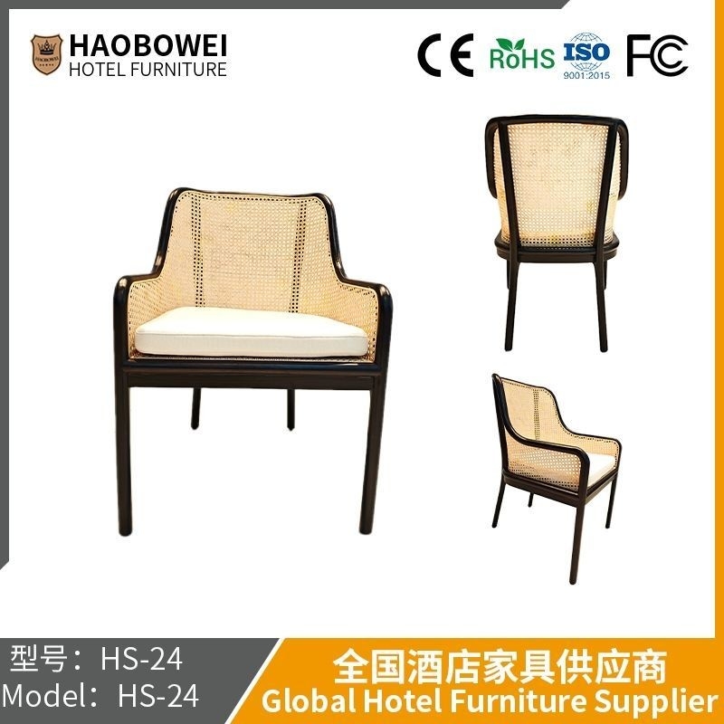                    Solid Wood Rattan Chair Retro Ash Wood Bag Rock Plate Table Spicy Hot Pot Restaurant High-End Dining Tables and Chairs             