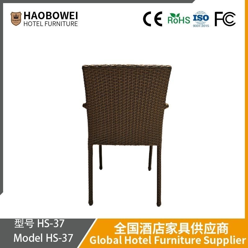 Outdoor Leisure Classic Rattan Chair On Open-Air Balcony Waterproof And Sunscreen Rattan Woven Table And Chair For Outdoor Hotels Beaches And Seaside